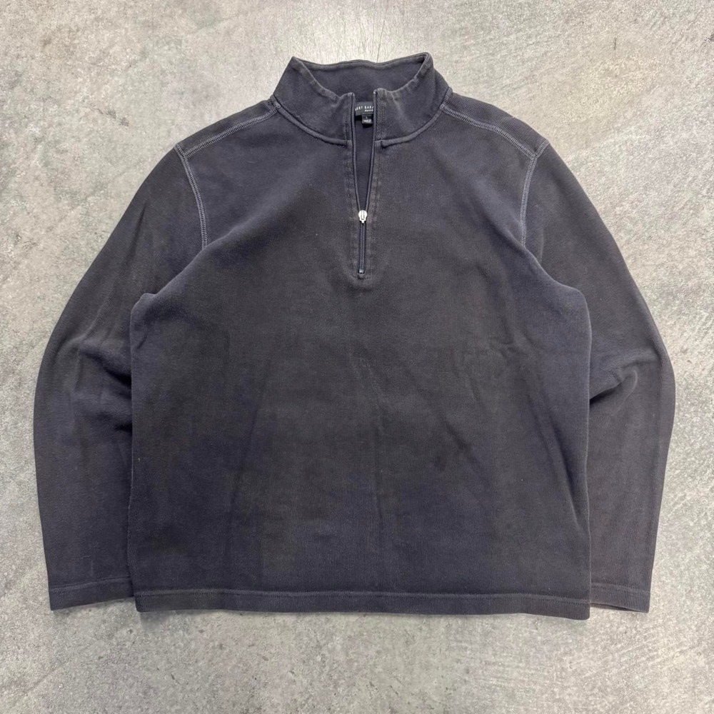 Men's Black Quarter Zip Cotton Robert Barakett Sweater Pullover Men's Large